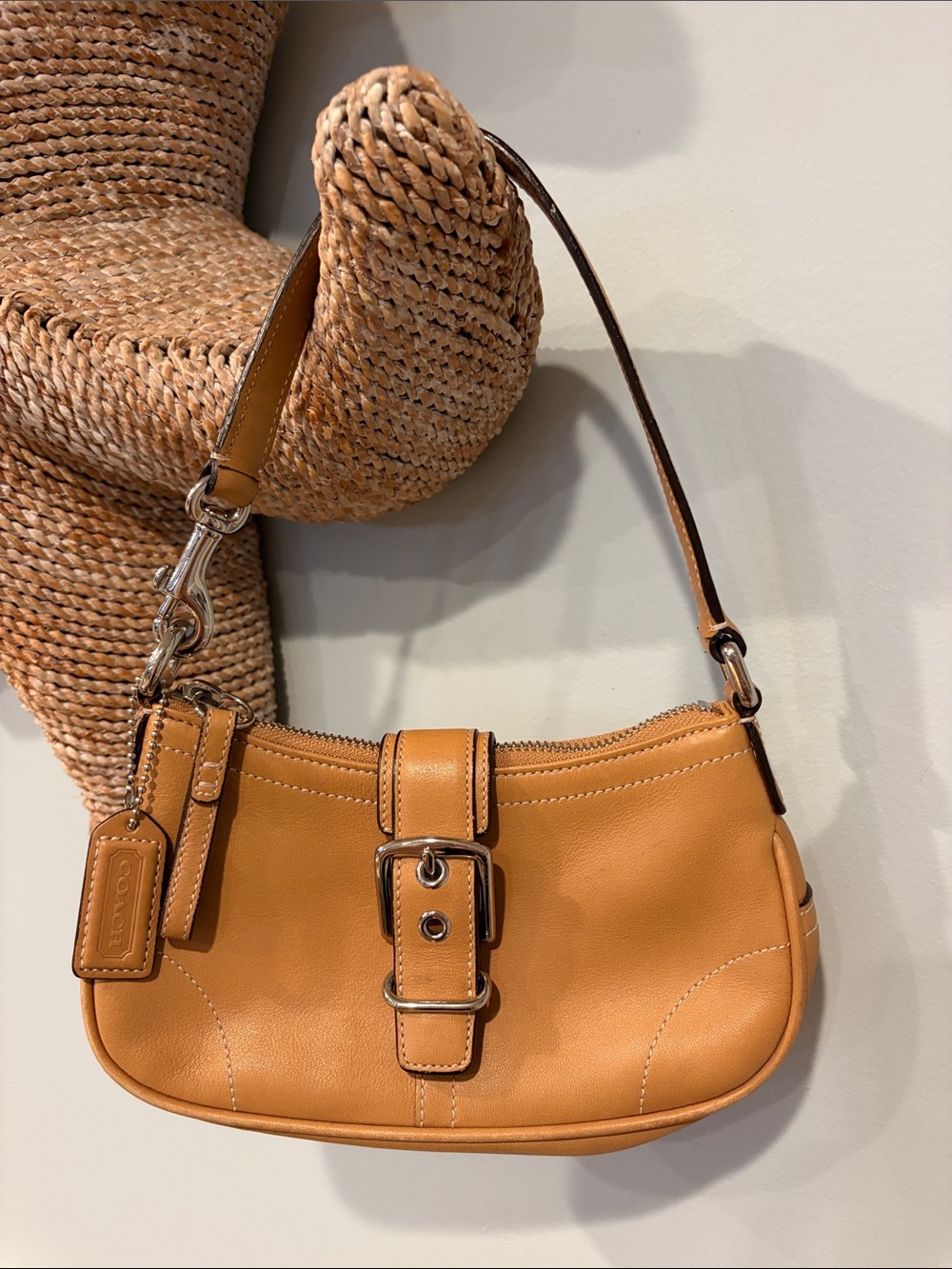 Coach Y2K Hampton Demi Tan Leather SoHo Buckle Mini Bag #7542 Vintage